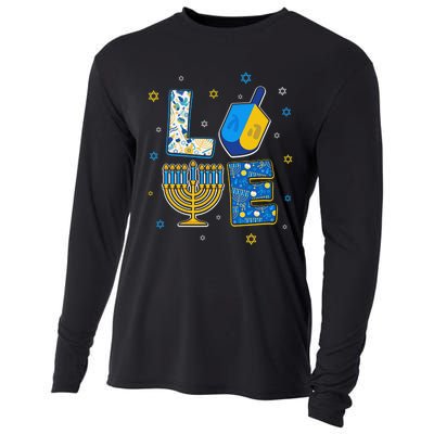 Love Cute Hanukkah Decorations Dreidel Menorah Chanukah  Cooling Performance Long Sleeve Crew