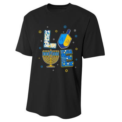 Love Cute Hanukkah Decorations Dreidel Menorah Chanukah  Performance Sprint T-Shirt