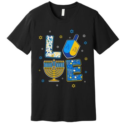 Love Cute Hanukkah Decorations Dreidel Menorah Chanukah  Premium T-Shirt