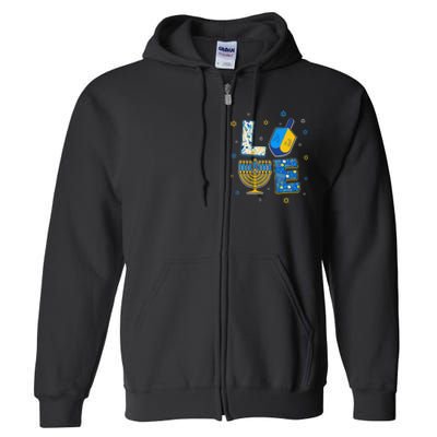 Love Cute Hanukkah Decorations Dreidel Menorah Chanukah  Full Zip Hoodie