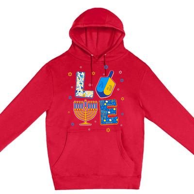 Love Cute Hanukkah Decorations Dreidel Menorah Chanukah  Premium Pullover Hoodie