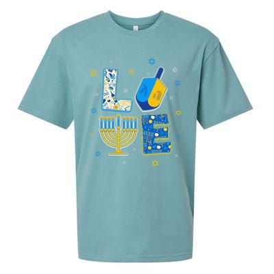 Love Cute Hanukkah Decorations Dreidel Menorah Chanukah  Sueded Cloud Jersey T-Shirt