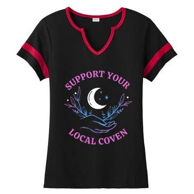 Local Coven Halloween Witch Supporter Ladies Halftime Notch Neck Tee