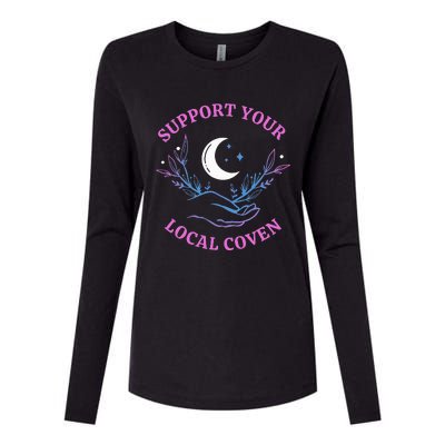 Local Coven Halloween Witch Supporter Womens Cotton Relaxed Long Sleeve T-Shirt