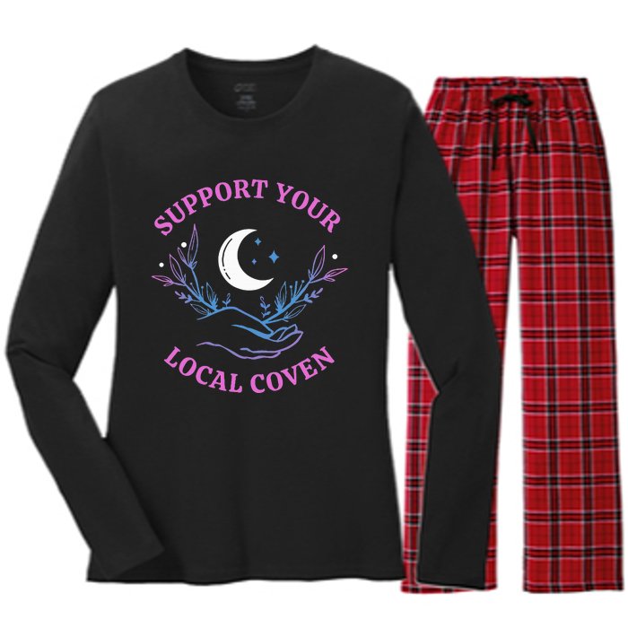 Local Coven Halloween Witch Supporter Women's Long Sleeve Flannel Pajama Set 