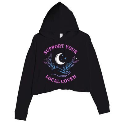 Local Coven Halloween Witch Supporter Crop Fleece Hoodie