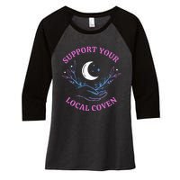 Local Coven Halloween Witch Supporter Women's Tri-Blend 3/4-Sleeve Raglan Shirt