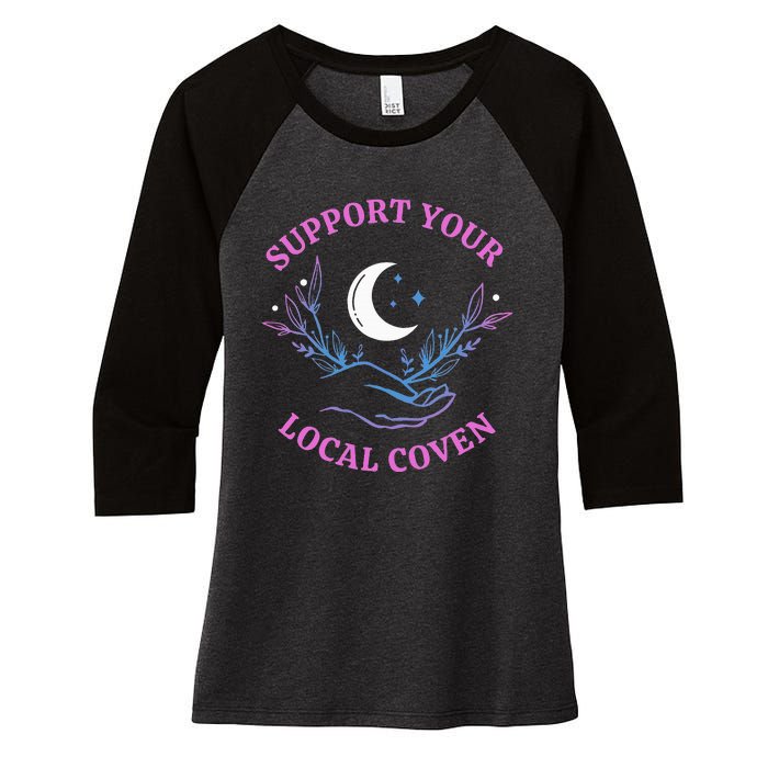 Local Coven Halloween Witch Supporter Women's Tri-Blend 3/4-Sleeve Raglan Shirt