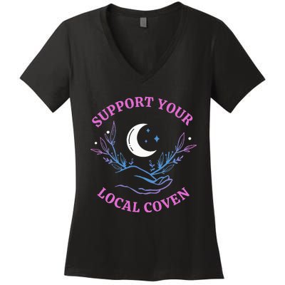 Local Coven Halloween Witch Supporter Women's V-Neck T-Shirt