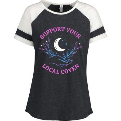 Local Coven Halloween Witch Supporter Enza Ladies Jersey Colorblock Tee