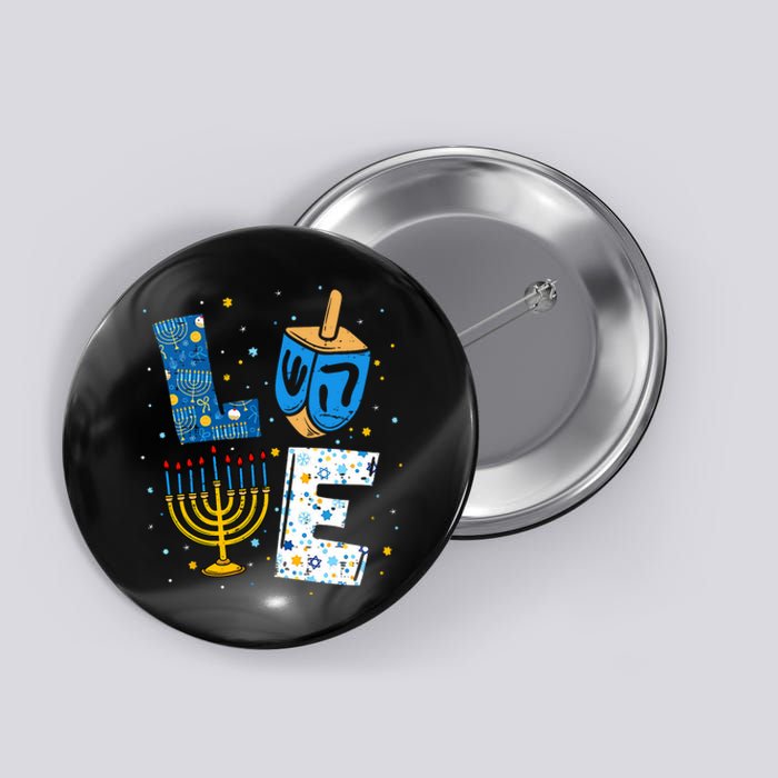 Love Cute Hanukkah Decorations Dreidel Menorah Chanukah Button