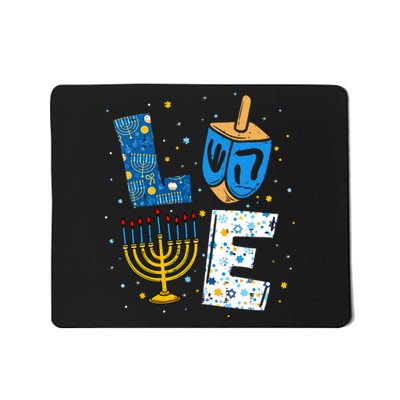 Love Cute Hanukkah Decorations Dreidel Menorah Chanukah Mousepad