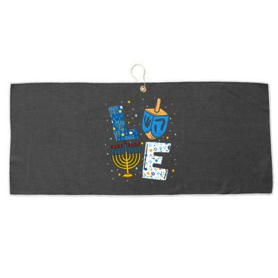 Love Cute Hanukkah Decorations Dreidel Menorah Chanukah Large Microfiber Waffle Golf Towel