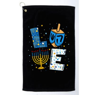 Love Cute Hanukkah Decorations Dreidel Menorah Chanukah Platinum Collection Golf Towel