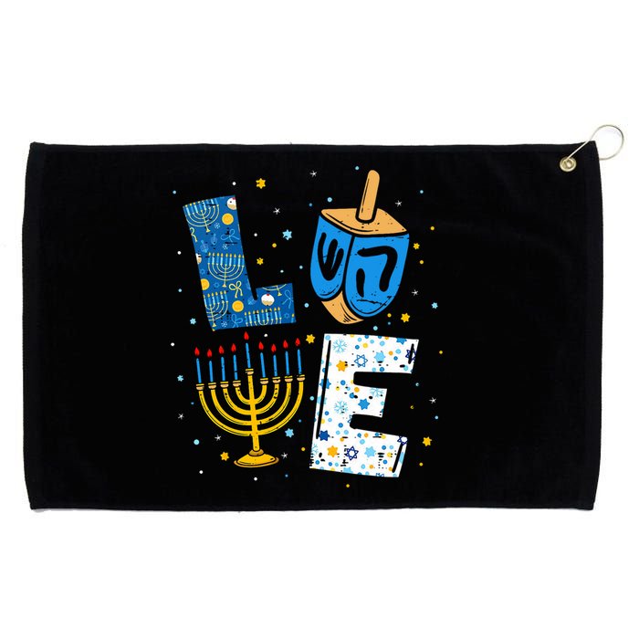 Love Cute Hanukkah Decorations Dreidel Menorah Chanukah Grommeted Golf Towel