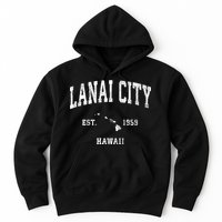 Lanai City Hawaii Hi Vintage Athletic Sports Hoodie