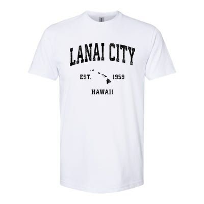 Lanai City Hawaii Hi Vintage Athletic Sports Softstyle CVC T-Shirt