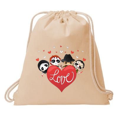 Love Candy Heart Cute Killer Horror Movie Anti Valentine Day Drawstring Bag