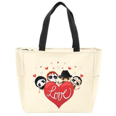 Love Candy Heart Cute Killer Horror Movie Anti Valentine Day Zip Tote Bag