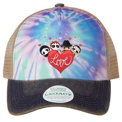 Love Candy Heart Cute Killer Horror Movie Anti Valentine Day Legacy Tie Dye Trucker Hat