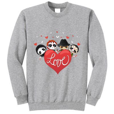 Love Candy Heart Cute Killer Horror Movie Anti Valentine Day Tall Sweatshirt
