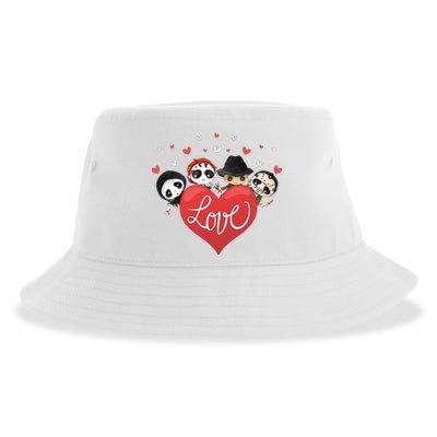 Love Candy Heart Cute Killer Horror Movie Anti Valentine Day Sustainable Bucket Hat