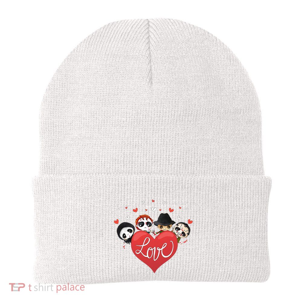 Love Candy Heart Cute Killer Horror Movie Anti Valentine Day Beanie