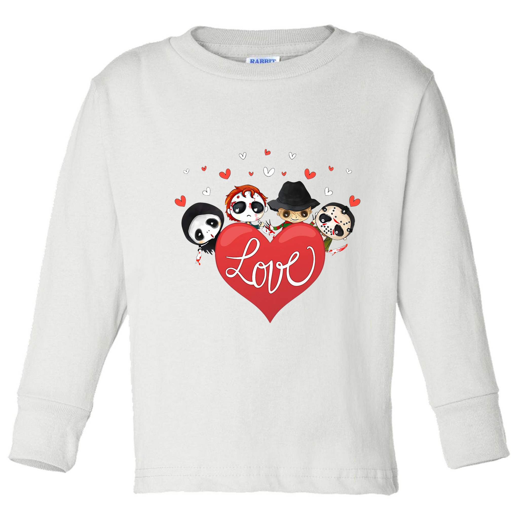 Love Candy Heart Cute Killer Horror Movie Anti Valentine Day Toddler Long Sleeve Shirt