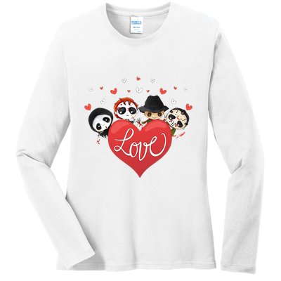 Love Candy Heart Cute Killer Horror Movie Anti Valentine Day Ladies Long Sleeve Shirt