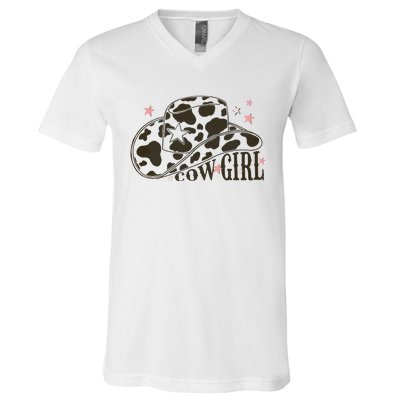 Leopard Cow Hat Howdy Rodeo Horse Texas Western Country V-Neck T-Shirt