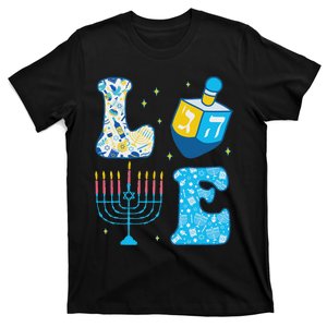 Love Cute Hanukkah Dreidel Menorah Chanukah Jewish Holiday T-Shirt