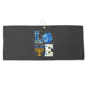 LOVE Cute Hanukkah Decorations Dreidel Menorah Chanukah Large Microfiber Waffle Golf Towel