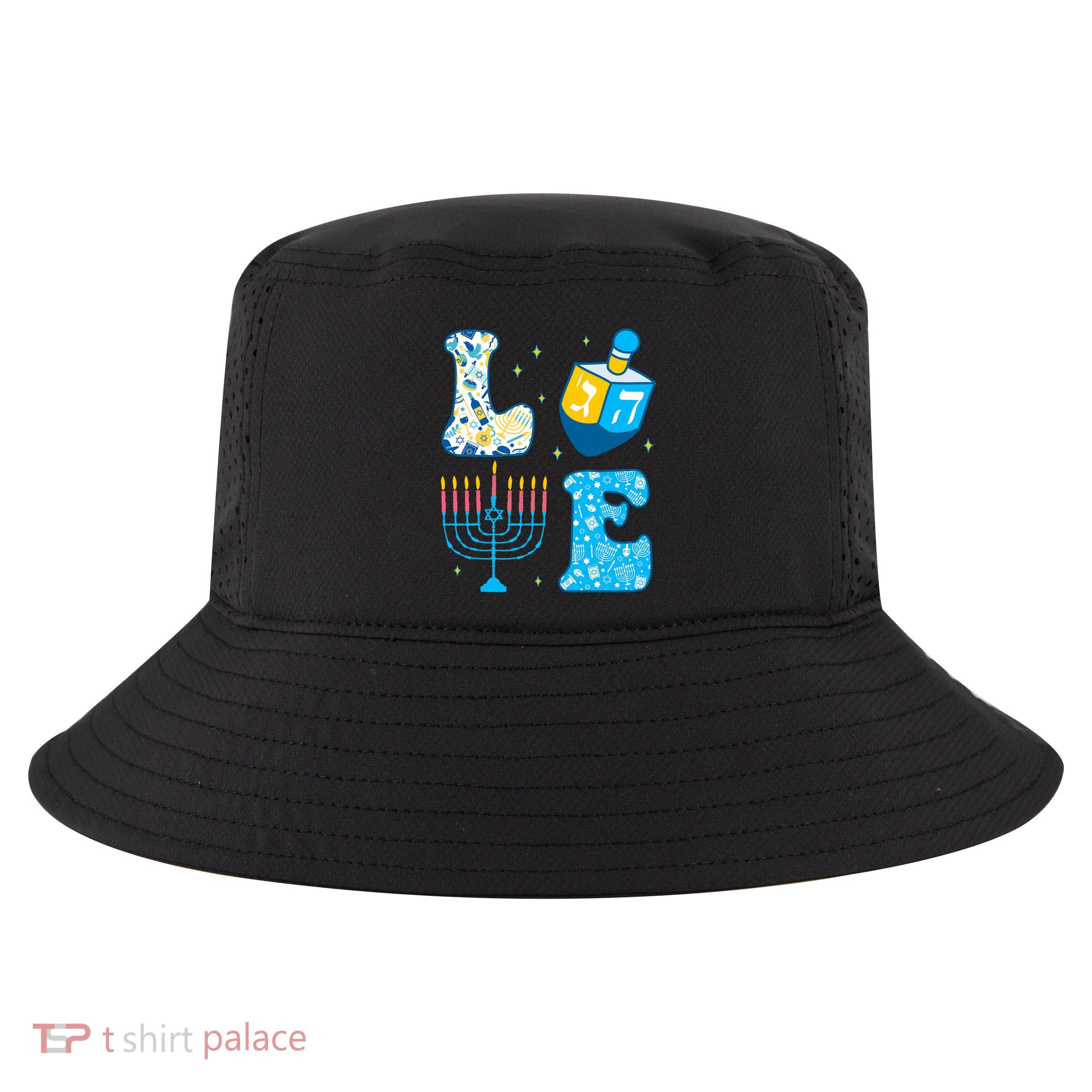 Love Cute Hanukkah Dreidel Menorah Chanukah Jewish Holiday Cool Comfort Performance Bucket Hat