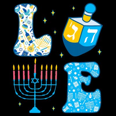 Love Cute Hanukkah Dreidel Menorah Chanukah Jewish Holiday T-Shirt