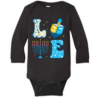 Love Cute Hanukkah Dreidel Menorah Chanukah Jewish Holiday Baby Long Sleeve Bodysuit