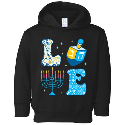 Love Cute Hanukkah Dreidel Menorah Chanukah Jewish Holiday Toddler Hoodie