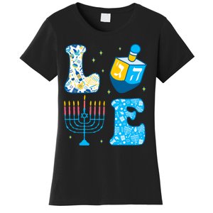 Love Cute Hanukkah Dreidel Menorah Chanukah Jewish Holiday Women's T-Shirt