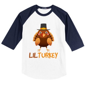 Lilturkey Cute Happy Thanksgiving Baseball Sleeve Shirt