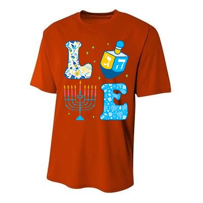 Love Cute Hanukkah Dreidel Menorah Chanukah Jewish Holiday Performance Sprint T-Shirt