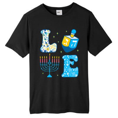 Love Cute Hanukkah Dreidel Menorah Chanukah Jewish Holiday Tall Fusion ChromaSoft Performance T-Shirt