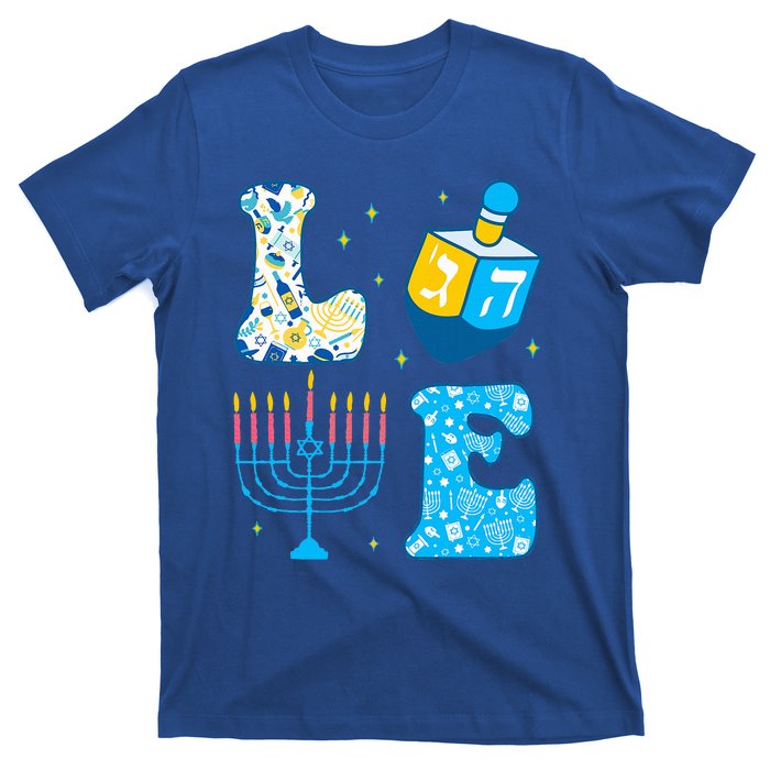 Love Cute Hanukkah Dreidel Menorah Chanukah Jewish Holiday T-Shirt