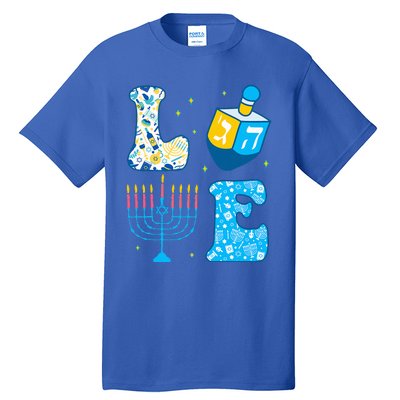 Love Cute Hanukkah Dreidel Menorah Chanukah Jewish Holiday Tall T-Shirt