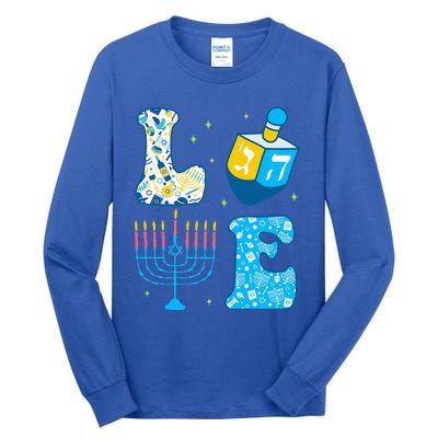 Love Cute Hanukkah Dreidel Menorah Chanukah Jewish Holiday Tall Long Sleeve T-Shirt