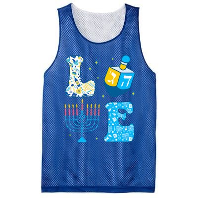 Love Cute Hanukkah Dreidel Menorah Chanukah Jewish Holiday Mesh Reversible Basketball Jersey Tank