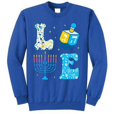 Love Cute Hanukkah Dreidel Menorah Chanukah Jewish Holiday Tall Sweatshirt