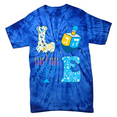 Love Cute Hanukkah Dreidel Menorah Chanukah Jewish Holiday Tie-Dye T-Shirt