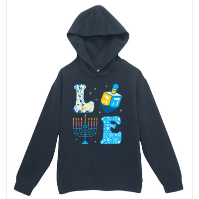 Love Cute Hanukkah Dreidel Menorah Chanukah Jewish Holiday Urban Pullover Hoodie