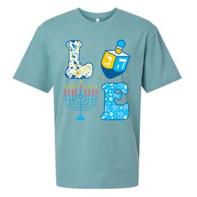 Love Cute Hanukkah Dreidel Menorah Chanukah Jewish Holiday Sueded Cloud Jersey T-Shirt