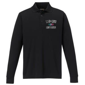 Lake Como Italy Lombardy Distressed Print Performance Long Sleeve Polo