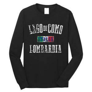 Lake Como Italy Lombardy Distressed Print Long Sleeve Shirt